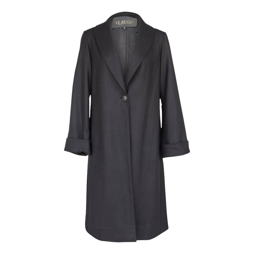 Worsted Flannel Long Trench Coat – Women’s Chic Outerwear